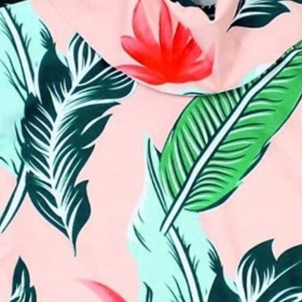 Leaf Ruffled One-Piece Swimsuit multi colors M NEW - Picture 2 of 6